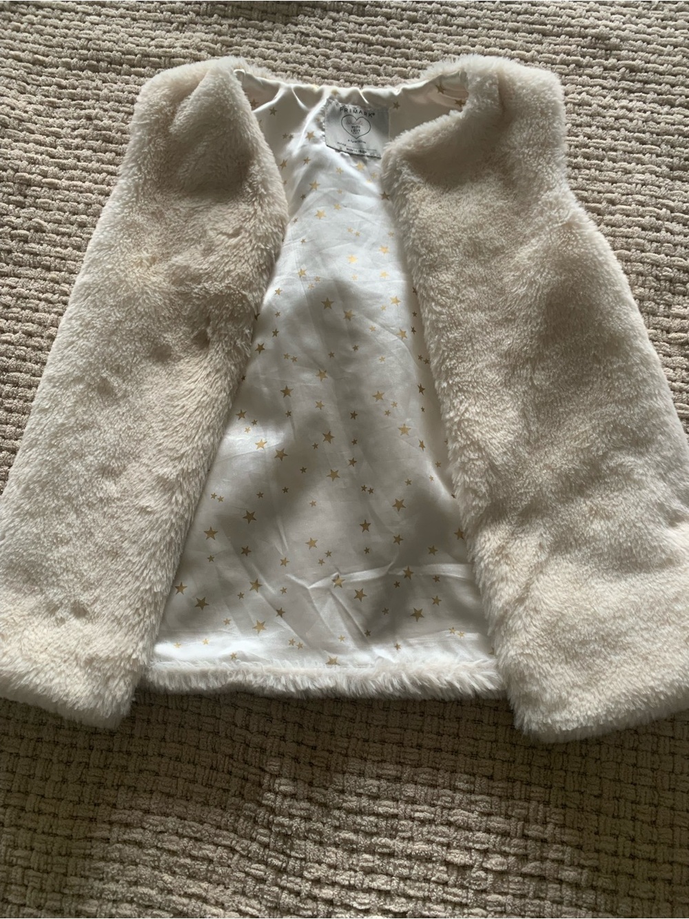 Primark Cream Faux Fur Girls' Vest with Gold Star Lining winter
